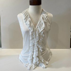 Ralph Lauren Collection sleeveless white ruffled top